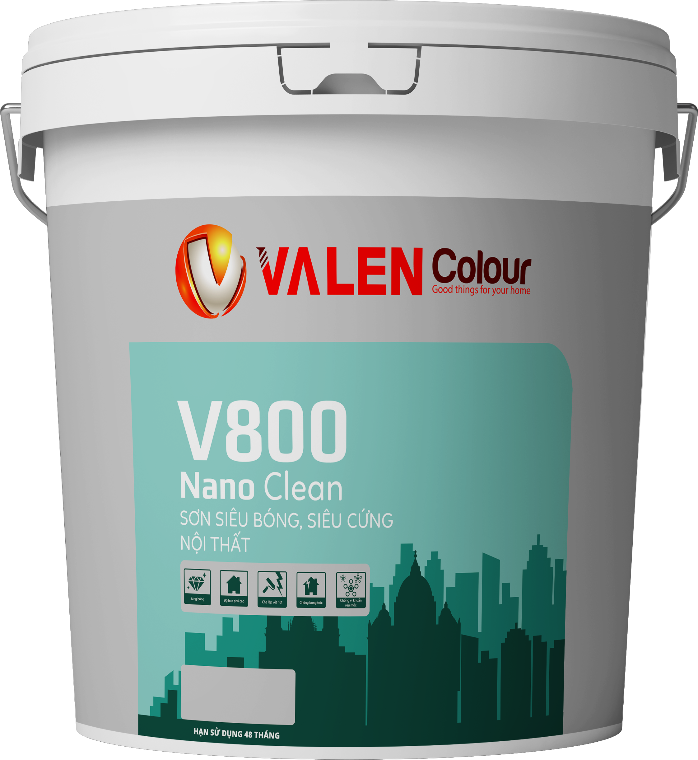 Sơn siêu bóng, siêu cứng nội thất cao cấp Nano Clean V800